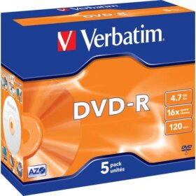 Verbatim DVD-R Jewelcase - 4,7GB/120Min, 16-fach, 5...
