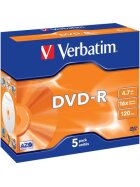 Verbatim DVD-R Jewelcase - 4,7GB/120Min, 16-fach, 5 Stück