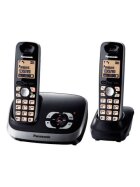 PANASONIC Schnurlostelefon KX TG6522GB - Anrufbeantworter mit Rufnummernanzeige, schwarz