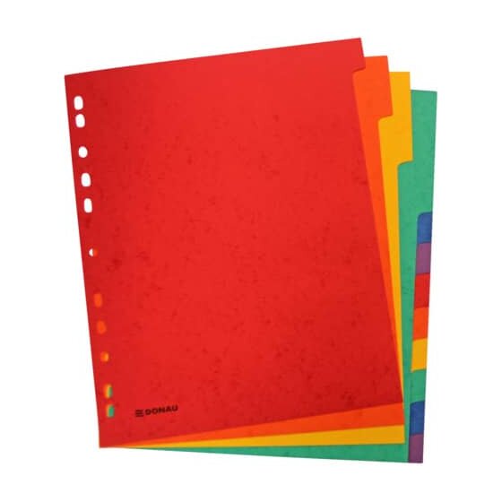 DONAU Register - blanko, Karton, A4 ÜB, 12 Blatt, 6-farbig