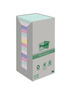 Post-it® Haftnotizblock Recycling Notes - 76 x 76 mm, sortiert, 16 x 100 Blatt