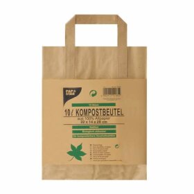 PapStar Kompostbeutel - 10 L, Papier mit Henkel, braun,...