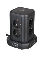 brennenstuhl® Steckdosenturm - 8-fach + 4x USB, 2m, schwarz, mit Schalter