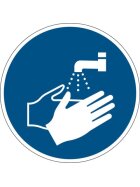 Aufkleber Hände waschen , Ø 430 mm, ablösbar, für Fußböden im Innenbereich