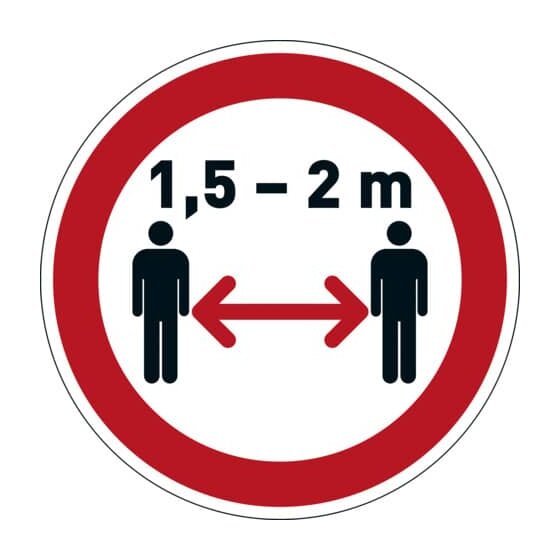 DURABLE Bodenmarkierungssymbol "Abstand halten 1,5 - 2 m" - Ø 430mm, ablösbar
