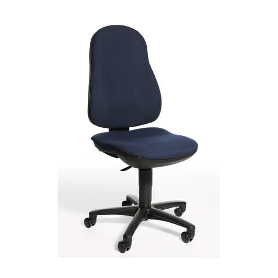 Topstar® Bürodrehstuhl Support P ohne Armlehnen - dunkelblau, Sicherheitsdoppelrollen für alle Böden