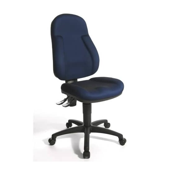 Topstar® Bürodrehstuhl Wellpoint 10 ohne Armlehnen - blau, ohne Armlehnen, Sicherheitsdoppelrollen für alle Böden
