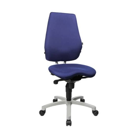 Topstar® Bürodrehstuhl  ALUSTAR Basic ohne Armlehnen - blau, Sicherheitsdoppelrollen für alle Böden