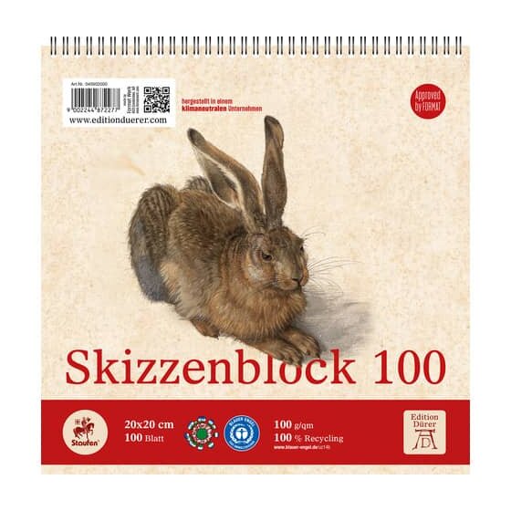 Edition DÜRER® Skizzenblock - Quart 20x20cm, 100 g/qm, 100 Blatt