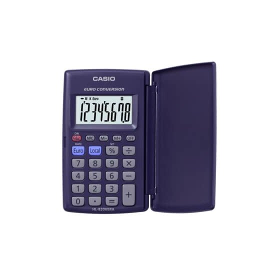 Casio® Taschenrechner HL-820VERA - Solar-/Batteriebetrie, 8-stellig, LC-Display, dunkelblau