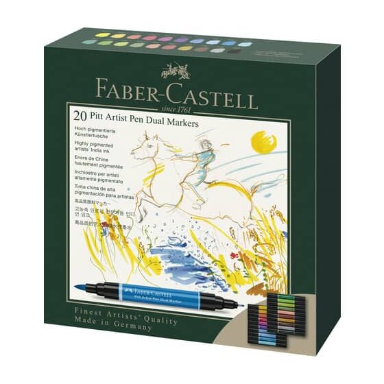 Faber-Castell Künstlertuschemarker Pitt Artist Pen Dualmarker - 20er Etui, sortiert