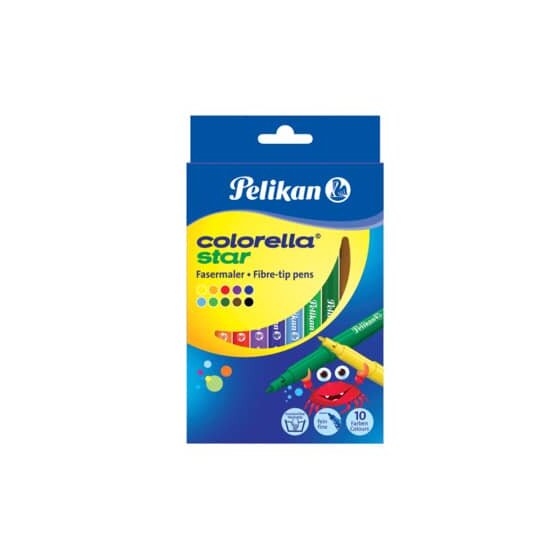 Pelikan® Fasermaler Colorella® Star - 0,6 mm, Faltschachtel 10 Farben sortiert