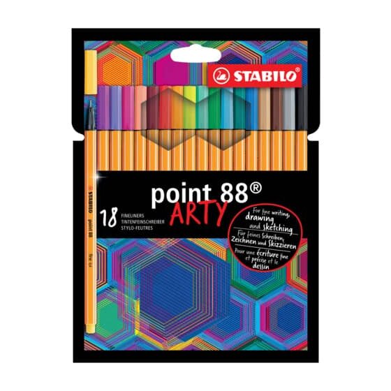 STABILO® Fineliner point 88® Etui - ARTY - 18er Pack - mit 18 verschiedenen Farben