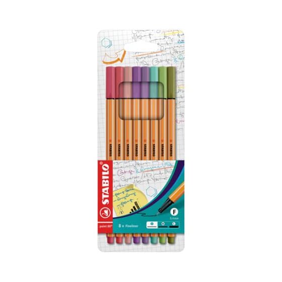 STABILO® Fineliner point 88® Etui - 8er Pack - mit 8 verschiedenen Farben