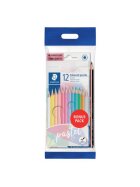 Staedtler® Farbstifte colour Pastell Promotion Set - 3 mm, Etui 12 St. sortiert + 1 Bleistift + Radierer