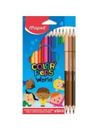 Maped® Farbstiftetui ColorPeps World - 12 Farben + 3 doppelseite Stifte
