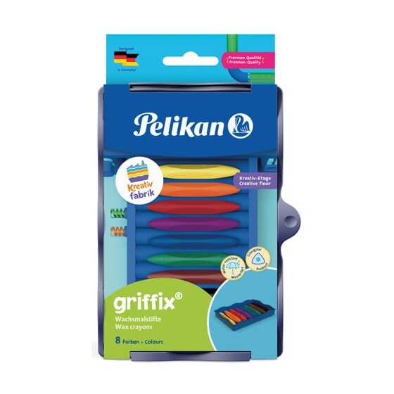 Pelikan® Kreativfabrik Wachsmalstifte griffix® - 8 Farben, dreikant, in Universaletage