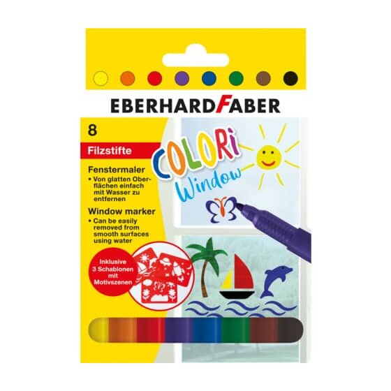 Eberhard Faber Windowmarker Colori - 1-2 mm, 8 Farben, sortiert, Kartonetui