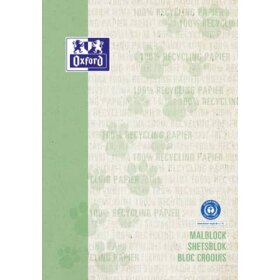 Oxford Malblock - A4, 90 g/qm, 100 Blatt, blanko, Recycling