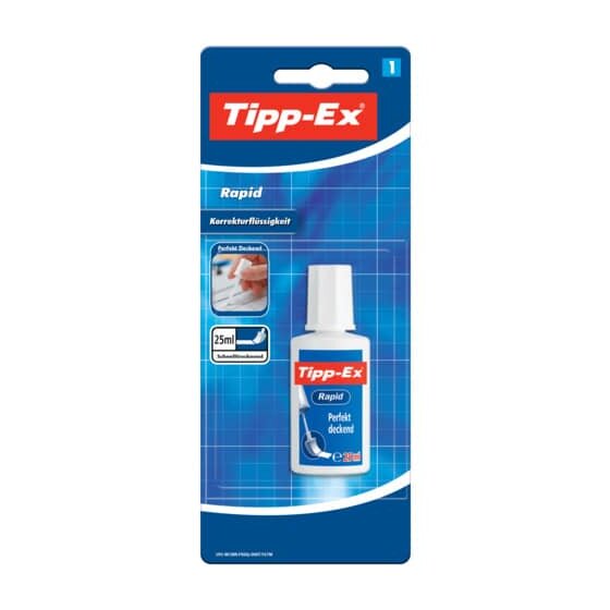Tipp-Ex® Korrekturfluid Rapid - Flasche à 25ml, weiß, Blister à 1 Stück