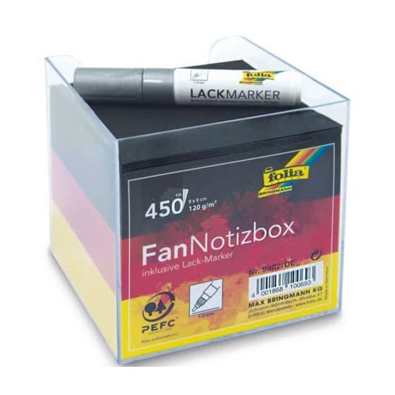 Folia Zettelbox Fan Deutschland - ca. 450 Blatt Tonpapier, inkl. Lackmarker