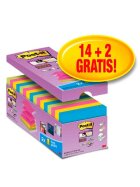 Post-it® SuperSticky Haftnotiz Super Sticky Notes - 76 x 76 mm, 14+2 x 90 Blatt, sortiert