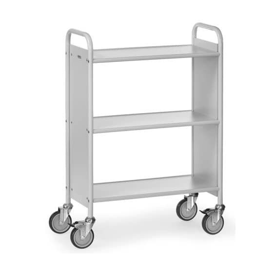 fetra® Bürowagen - 3 Böden/2 Seitenwänden, 720 x 350 mm, max. 150 kg, lichtgrau