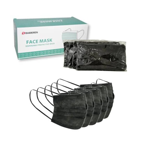 Atemschutzmaske CE zertifiziert schwarz 3-lagig - 50 Stück im Karton