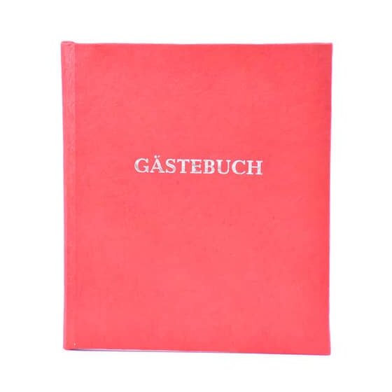 NepaLokta Gästebuch - 21 x 24 cm, mit Wortprägung, rot