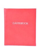 NepaLokta Gästebuch - 21 x 24 cm, mit Wortprägung, rot