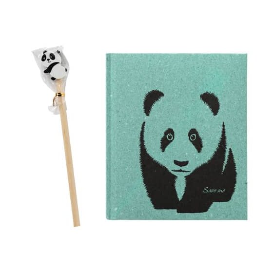 Pagna® Poesiealbum Save me - Panda mit Bleistift und Motivradierer, 128 Seiten, blanko