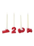 Wiedemann Adventskerzenhalter 1-2-3-4 - Holz, inkl. Kerzen, rot, 4er Set