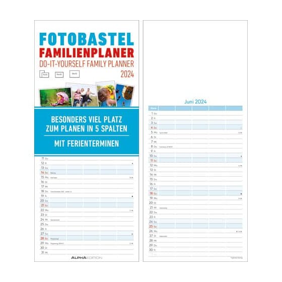 AlphaEdition Foto-Bastelkalender Do-it Yourself Familienplaner - 21 x 45 cm, 5 Spalten