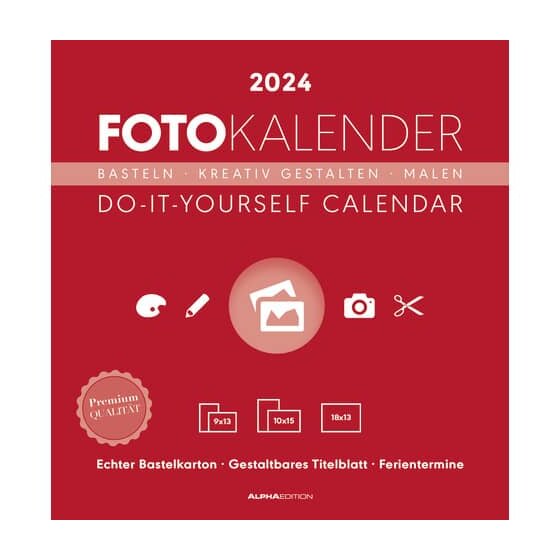 AlphaEdition Foto-Bastelkalender Do-it Yourself - 21 x 22 cm, rot