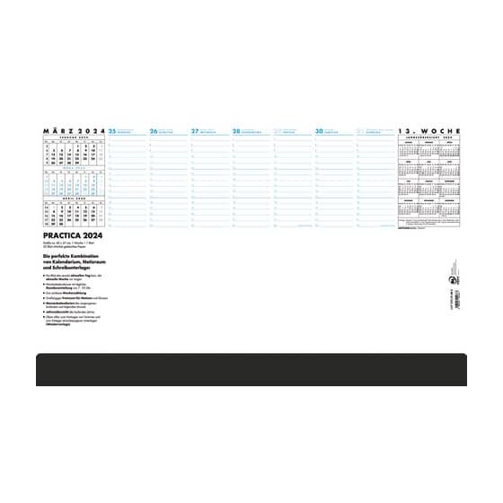 Zettler Papier-Schreibunterlage 102 Practica - 52 Blatt, 600x370x8mm, schwarz/blau