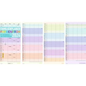 AlphaEdition Familienkalender Farbenfroh - 22 x 45 cm, 4...