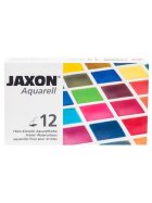 JAXON® Aquarellfarbkasten - 12 Stück, 1/2 Näpfe Metallkasten