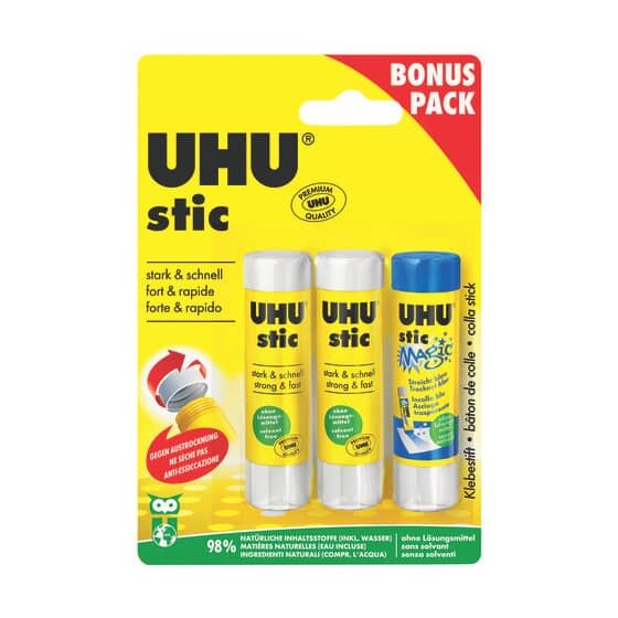 UHU® stic Klebestift - 3x 8,2 g, ohne Lösungsmittel