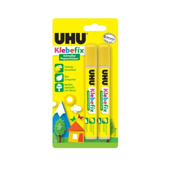 UHU® Klebestift Klebefix - 2x 25 g, Stiftform, ohne Lösungsmittel