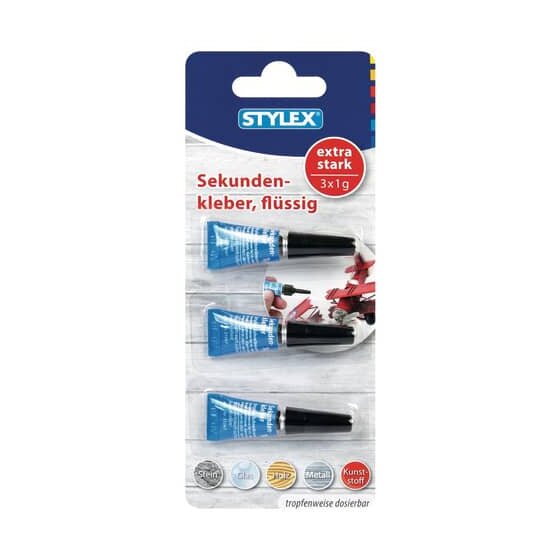STYLEX® Sekundenkleber - 3x 1 g, extra stark