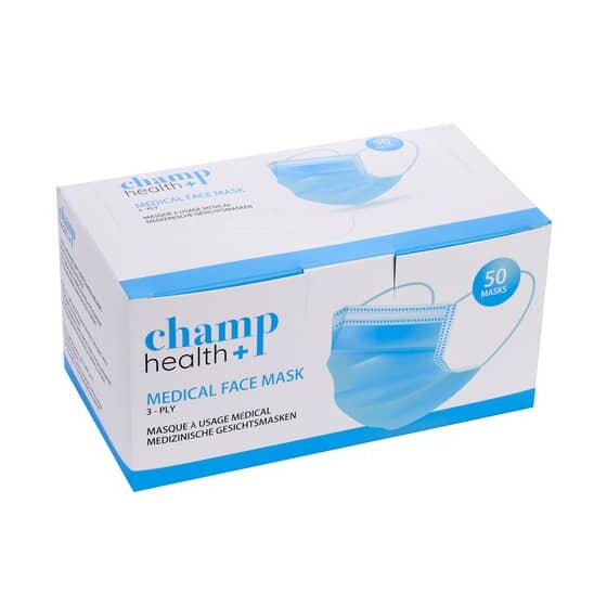 CHAMP Mund- und Nasenschutzmaske - blau/weiß, 50 Stück