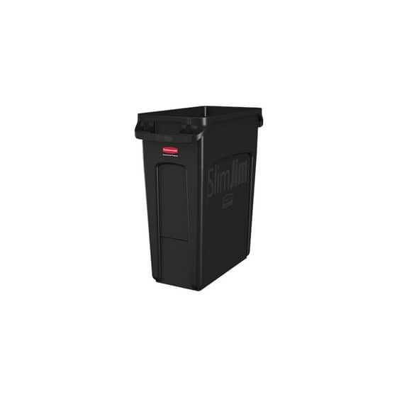 Rubbermaid® Slim Jim® Abfallbehälter mit Luftkanälen - 60 L, schwarz