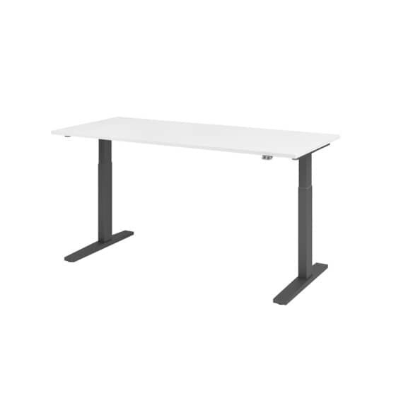 Hammerbacher Schreibtisch T-Fuß elektrisch - 180 x 80 x 70-120 cm, höhenverstellbar, weiß/Graphit