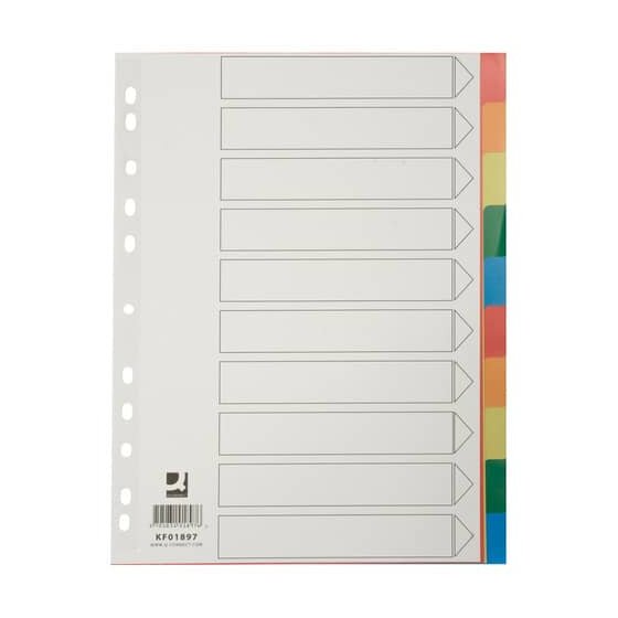 Q-Connect® Farbregister - blanko, A4, PP, 10 Blatt + Deckblatt