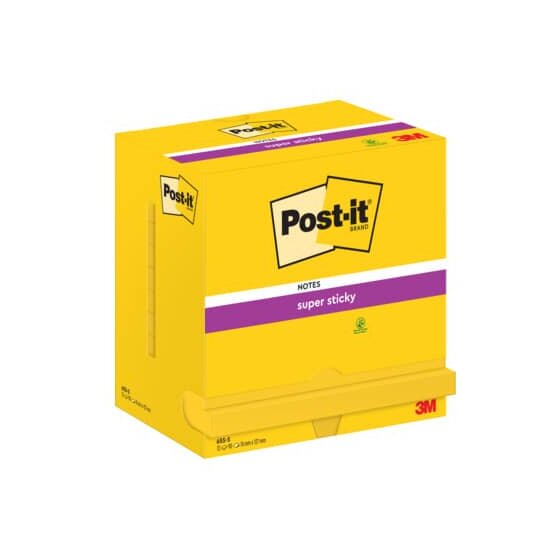 Post-it® SuperSticky Haftnotizblock Super Sticky -76 x 127 mm, narzissengelb, 12x 90 Blatt Karton