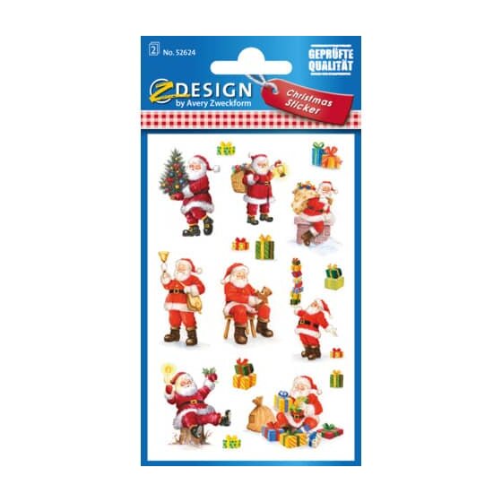 Avery Zweckform® Z-Design 52624, Weihnachtssticker, Weihnachtsmänner, 2 Bogen/30 Sticker