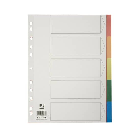 Q-Connect® Farbregister - blanko, A4, PP, 5 Blatt + Deckblatt