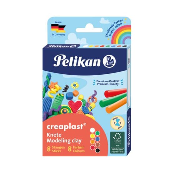 Pelikan® Kinderknete creaplast® - 8 Farben sortiert, Faltschachtel