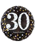 amscan® Folienballon Happy Birthday 30 - Ø 43 cm, schwarz/weiß, Konfetti