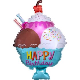 amscan® Folienballon Happy Birthday Eisbecher